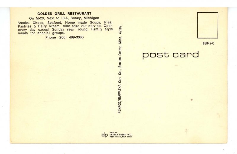 MI - Seney. Golden Grill Restaurant, Interior