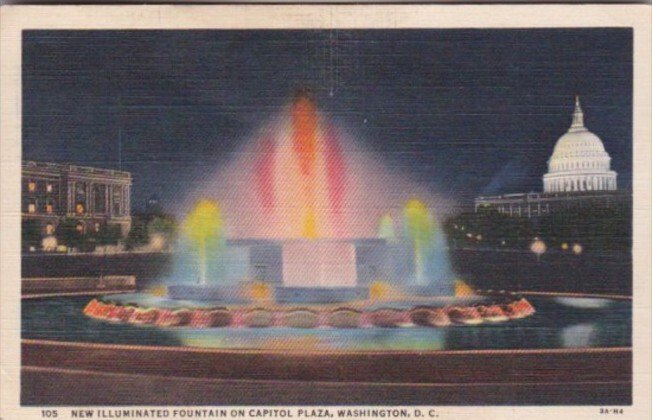 Washington D C Illuminated Fountain On Capitol Plaza 1940 Curteich