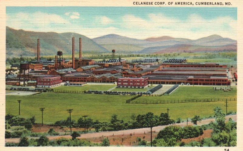 Vintage Postcard 1920's Celanese Corporation of America Cumberland Maryland MD