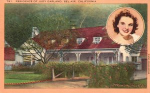 Vintage Postcard 1947 View of Residence of Judy Garland Bel Air California CA