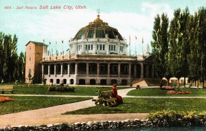 Salt Lake City, Utah - Woman on bench at the Salt Palace - c1908
