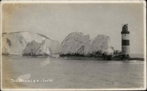 The Needles Isle of Wight Lighthouse c1915 Real Photo Postcard