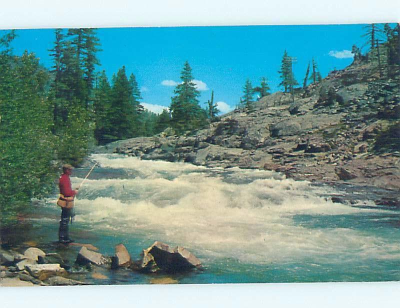 1960's VERMONT FISHERMAN FISHING IN RIVER Postmarked Grand Isle VT hp5240