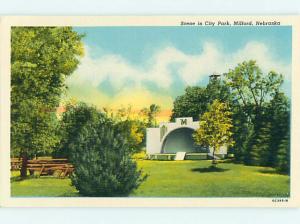 Unused W-Border PARK SCENE Milford Nebraska NE r7646