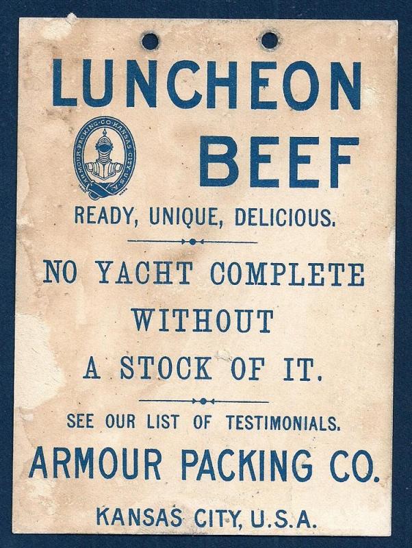 VICTORIAN TRADE CARD Armour Packing Co Luncheon Beef