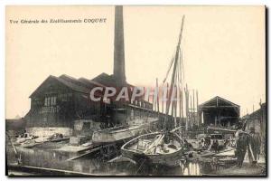 Old Postcard Boat General view of Etablissements Coquet