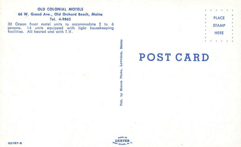 Old Orchard Beach ME Old Colonial Motels Postcard