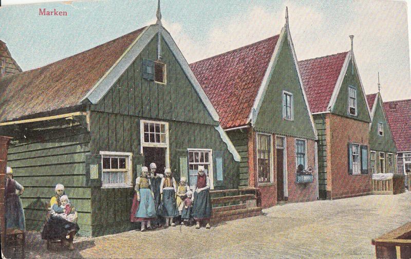 Netherlands Marken dutch types houses early trimmed postcard