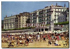 Postcard Modern San Sebastian Playa De La Concha Y Relojes