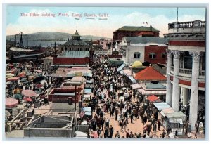 c1950's The Pike Looking West Crowd Buildings Long Beach California CA Postcard 