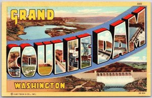 Grand Coulee Dam Washington Columbia River Large Letter Postcard