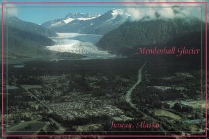 CONTINENTAL SIZE POSTCARD MENDENHALL GLACIER ABOVE JUNEAU ALASKA