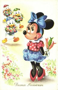 PC DISNEY, MINNIE MOUSE, HUEY, DEWEY AND LOUIE DUCK, Vintage Postcard (b28609)