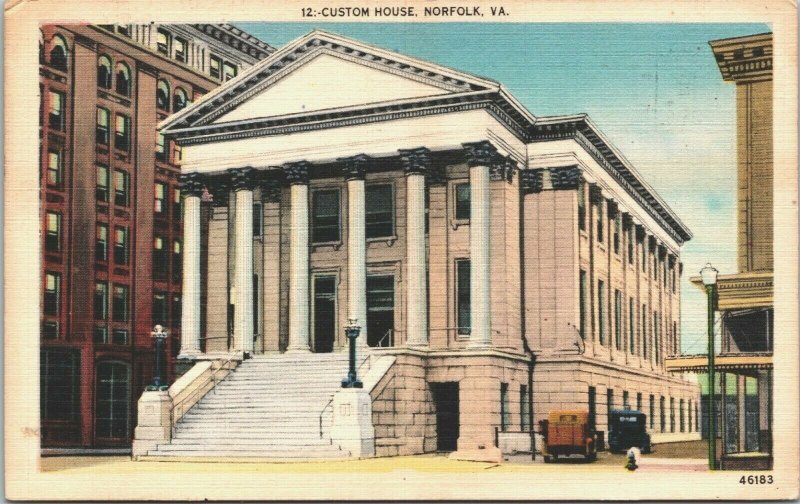 USA Custom House Norfolk Virginia Linen Postcard 03.47 