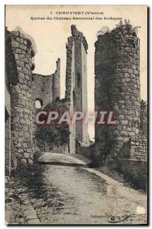 Postcard Old Chauvigny (Vienne) Ruins of Castle Baronial of Bishops