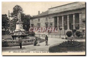 Old Postcard Courthouse and fountain Thevenin Chalon sur Saone