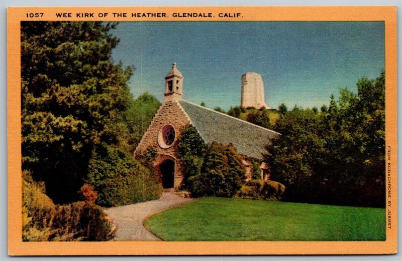 Vtg Glendale California Wee Kirk Of The Heather Postcard