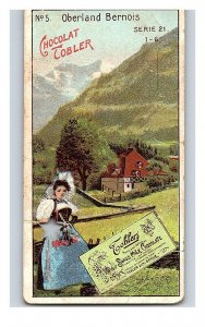 Vintage 1890's Victorian Trade Card Toblerone Swiss Chocolate - Farm Girl