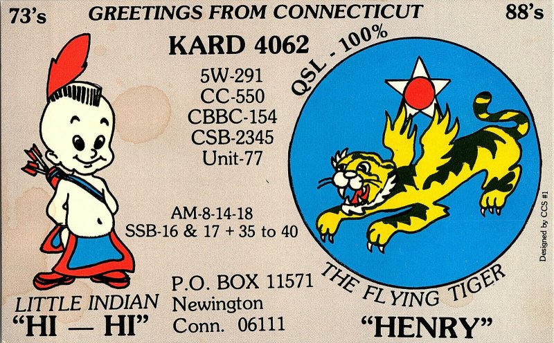 QSL Radio Card From Newington Conn. Connecticut KARD 4062 