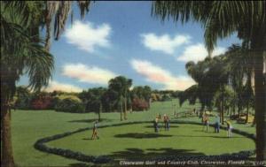 Clearwater FL Golf Golfing Linen Postcard