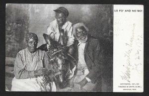 'Us Fo & No Mo' Black Old Man & Woman Boy on Horse Used c1907