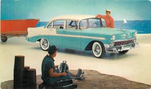 Postcard C-1910 dealer advertising 1956 Chevrolet Bel Air 4 door sedan TR24-3171