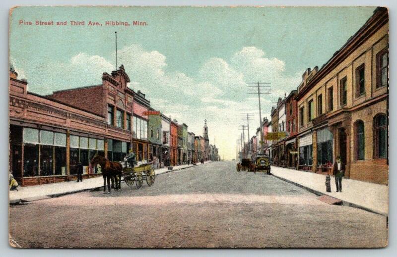 Hibbing MN~Milk Can Wagon at Pine Street & Third Avenue~Saloon~Bazaar Store~1908 