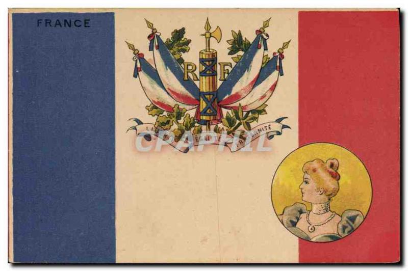 Old Postcard Flag Woman France