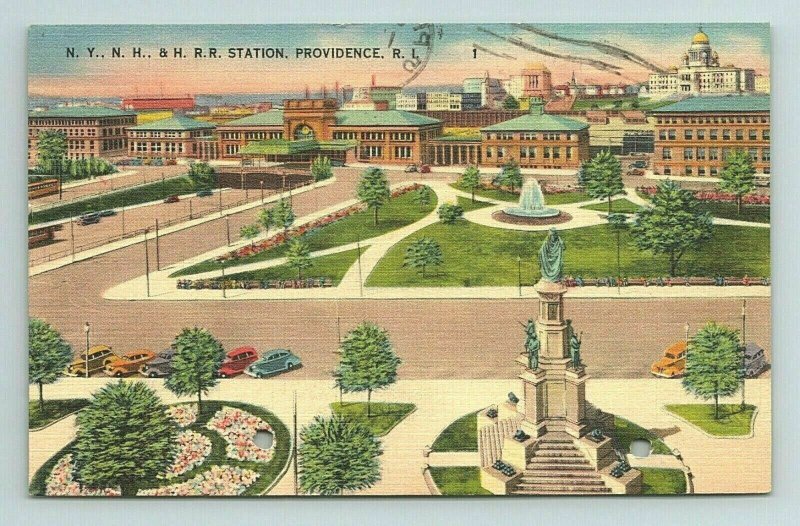 New York New Haven & Hartford Railroad Station Providence Rhode Island Postcard 