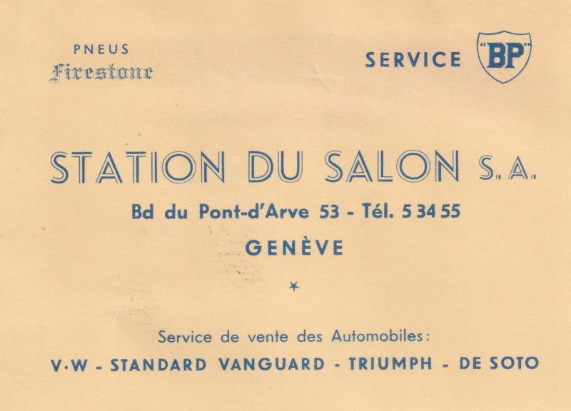 Station Du Salon Geneve French BP Garage 1940s Ephemera Business Card