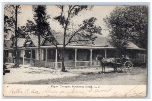 1907 Eagan Cottages Rockaway Beach Horse Carriage Long Island NY Postcard 