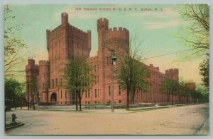 Buffalo New York~National Guard~74th Regiment Armory~Corner View~c1910 Postcard 