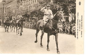 Fetes de la Victoire. Le Delile, Ke General Mangin.Horse Old vintage French PC