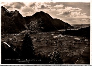 Aussicht Cafe Kerenzer Berghus Birdseye view fields mountains  vintage postcard