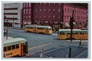 Baltimore Transit Postcard Three Car Downtown 1959 Electric Trolly But Train