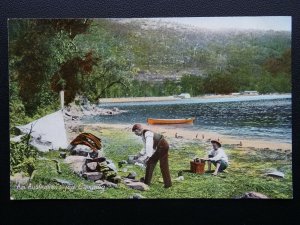 Australia CAMPING BY WATERS EDGE An Australian Joy c1908 Postcard by W&K