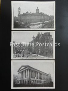 BIRMINGHAM x 3 Old Postcard Town Hall COUNCIL HOUSE GPO & New Street by F.F.& Co