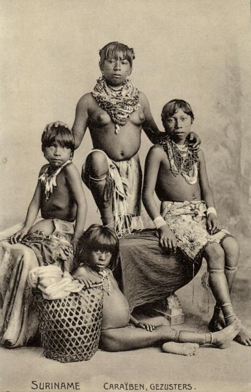 suriname, Native Caribbean Sisters, Necklace Jewelry (1910s) Postcard