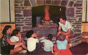 New York Kingston Camp Woodcliff 1950s Fireplace Dexter Postcard 22-3188