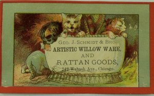 Vintage Lot of 3 Artistic Willow Kittens Tent Ship Mast Victorian Trade Card P33