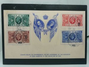 Vintage Postcard Showing  Silver Jubilee King George V Coronation 1935 Stamps 