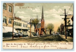 1909 Main Street, Bennington, Vermont VT Posted Antique Postcard  