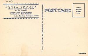 1940s Hotel Umpqua Interior Entrance Roseburg Oregon Linen Teich postcard 1047