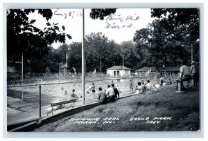 Vintage RPPC Real Photo Swimming Pool Morris, Ill. Postcard P172E