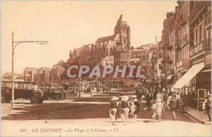 Postcard Old Treport The Beach and the Casino Automotive