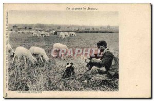 Old Postcard Folklore The shepherd studious Sheep Dog