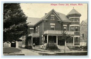 1912 Allegan County Jail Allegan Michigan MI Posted Antique Postcard 