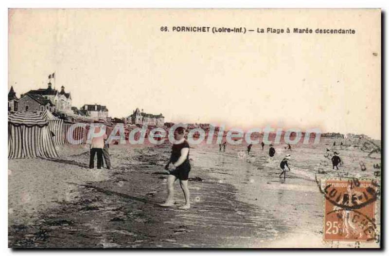 Postcard Old Pornichet La Plage Maree Descending