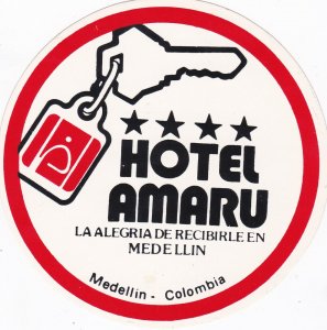 Columbia Medellin Hotel Amaru Vintage Luggage Label sk2914
