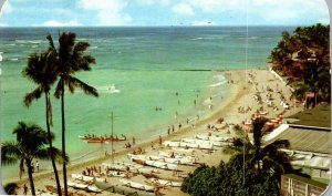 Honolulu, Hawaii - A view of Waikiki Beach - in 1955